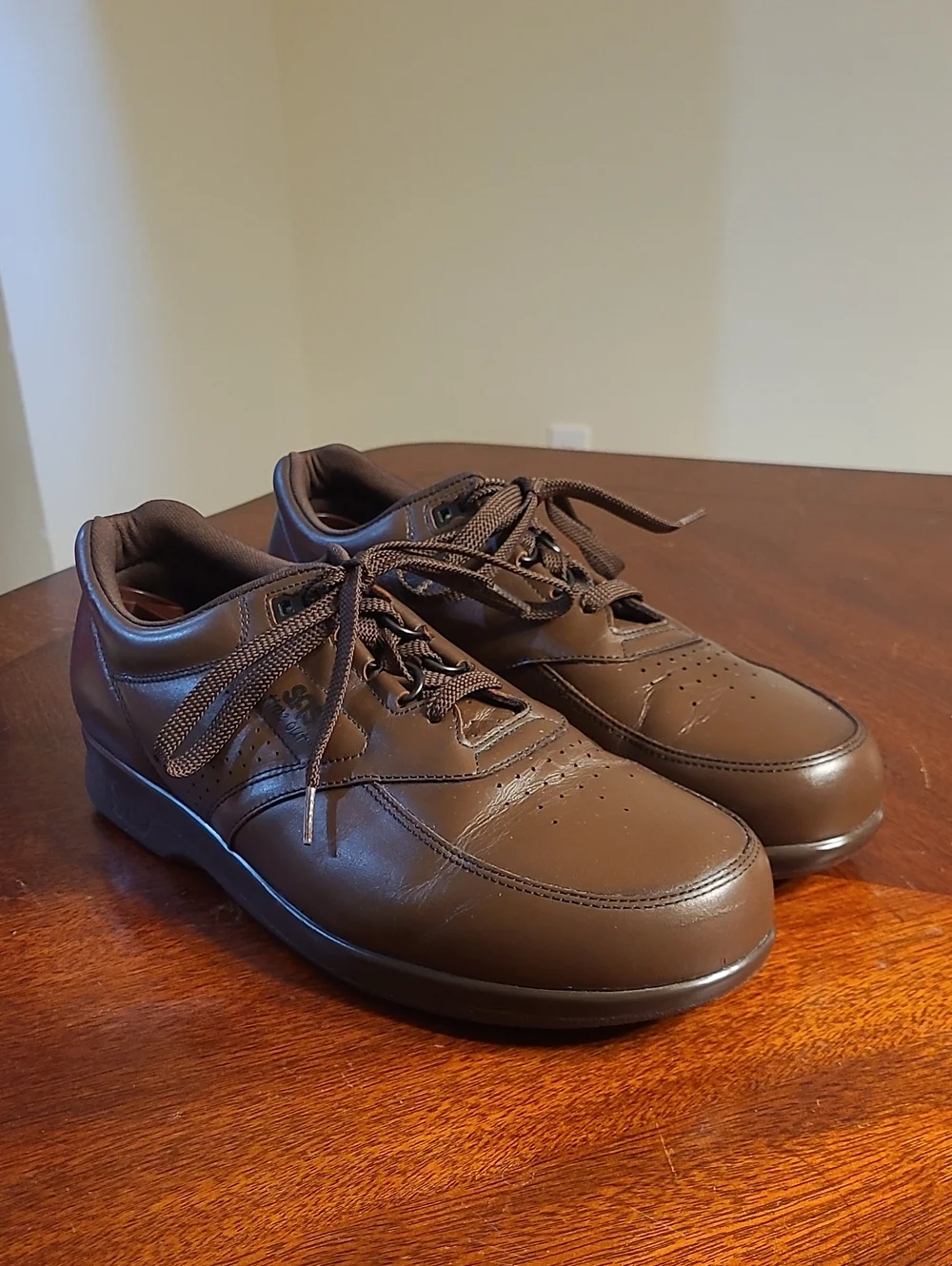 SAS Men's Time-out Leather Brown Lace-Up Comfort Walking Sneakers 11.5 EUC